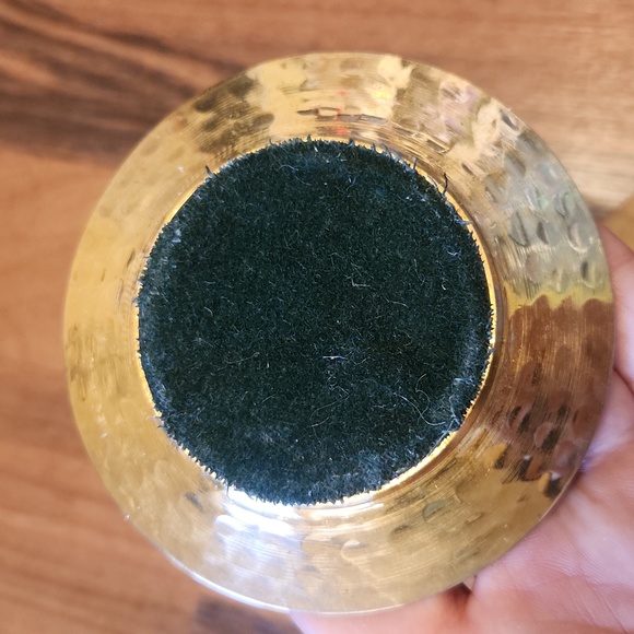 Vintage Golden Hammered Brass Round Coasters, Set of Two - Picture 7 of 12